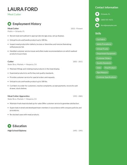 Meat Cutter Resume