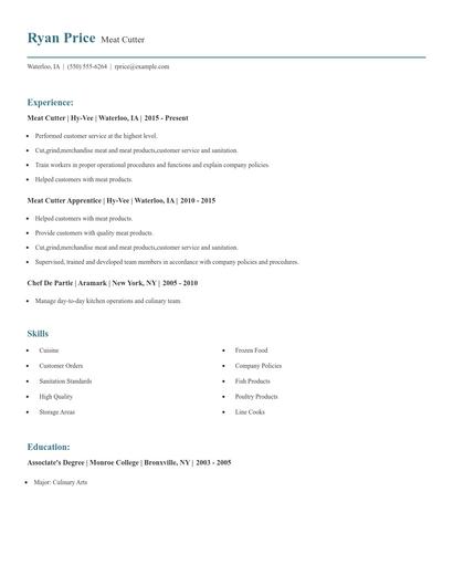 Meat Cutter Resume