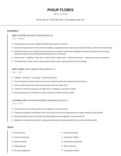 Meat Cutter Resume