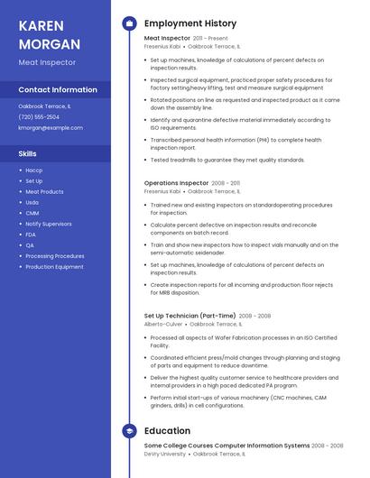 Meat Inspector Resume