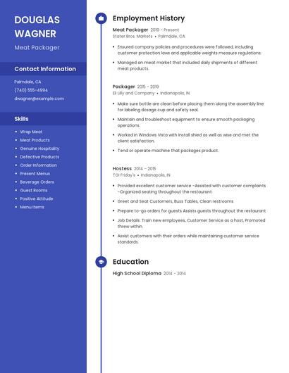 Meat Packager Resume