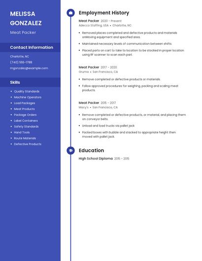 Meat Packer Resume