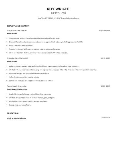 Meat Slicer Resume