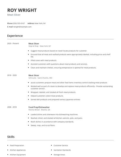 Meat Slicer Resume