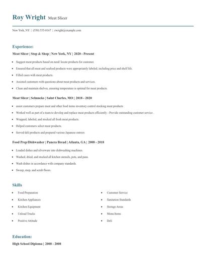Meat Slicer Resume