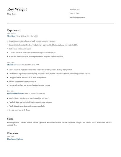 Meat Slicer Resume