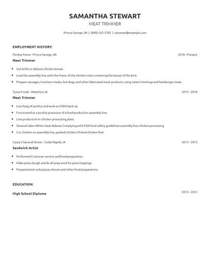 Meat Trimmer Resume