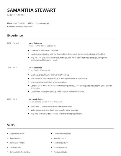 Meat Trimmer Resume