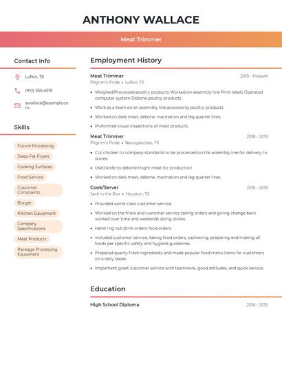 Meat Trimmer Resume
