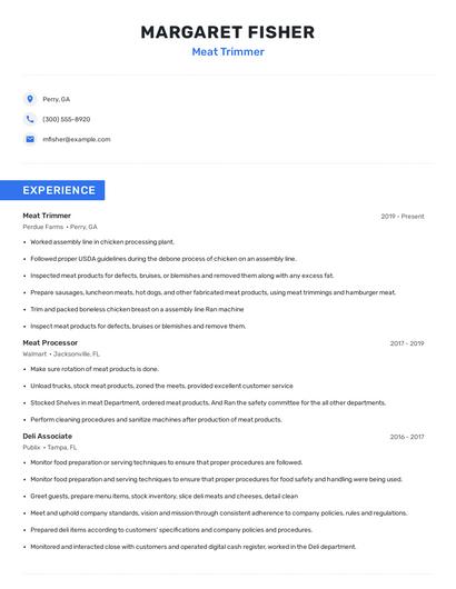Meat Trimmer Resume
