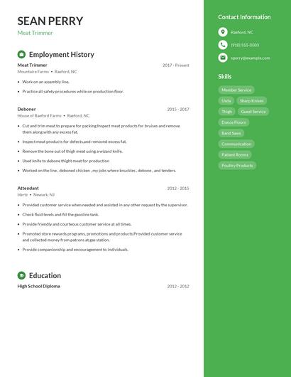 Meat Trimmer Resume
