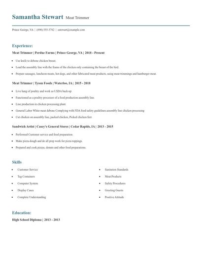 Meat Trimmer Resume
