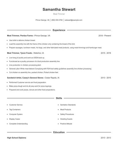 Meat Trimmer Resume