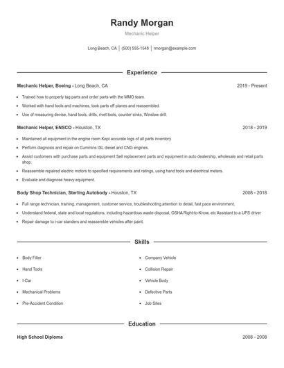 Resume example 1