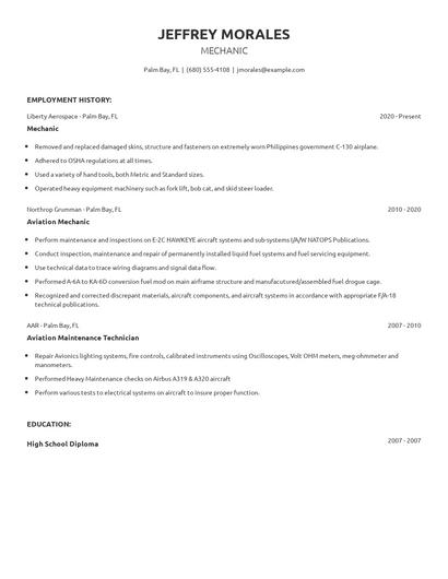 Mechanic Resume