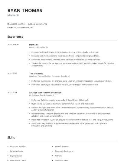 Mechanic Resume
