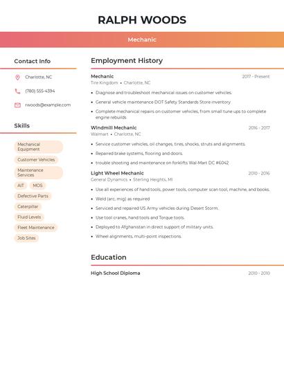 Mechanic Resume