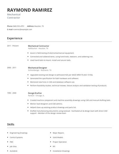 Mechanical Contractor Resume