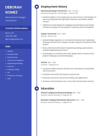 Mechanical Design Technician Resume