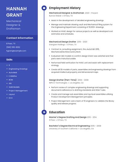 Mechanical Designer & Draftsman Resume