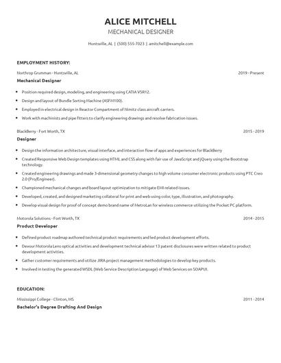 Mechanical Designer Resume
