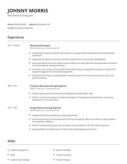 Mechanical Designer Resume