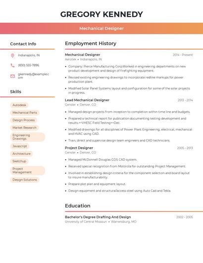 Mechanical Designer Resume