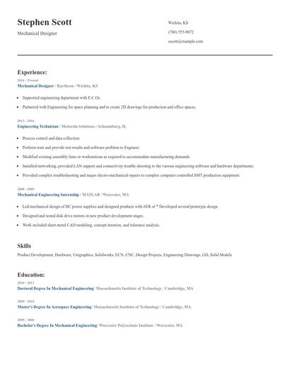 Mechanical Designer Resume