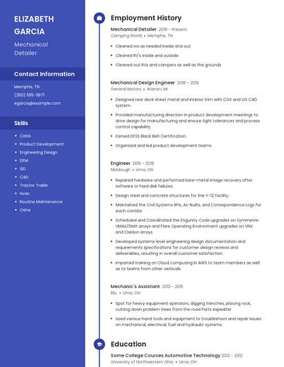 Mechanical Detailer Resume