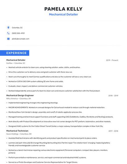 Mechanical Detailer Resume