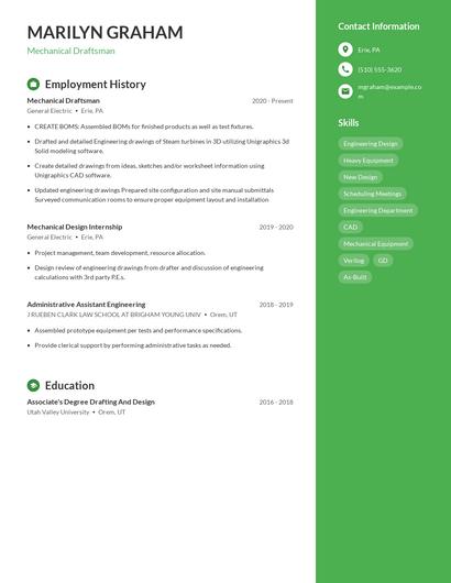Mechanical Draftsman Resume