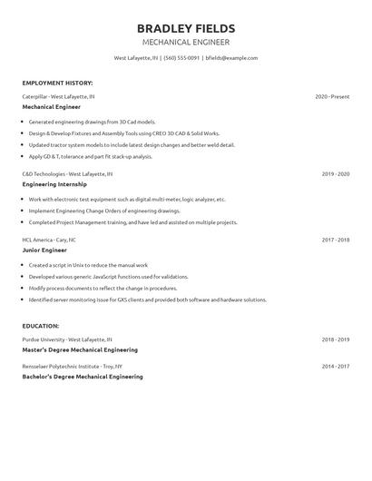 Mechanical Engineer Resume