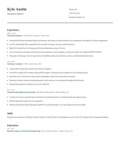 Mechanical Engineer Resume