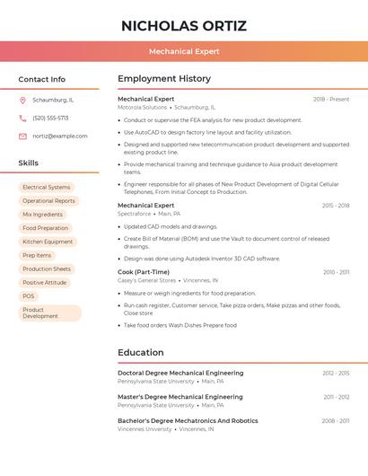 Mechanical Expert Resume