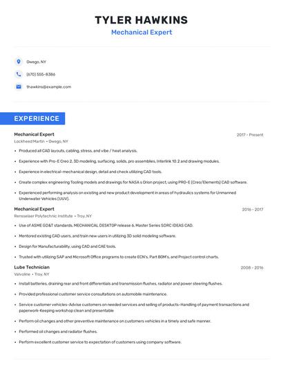 Mechanical Expert Resume