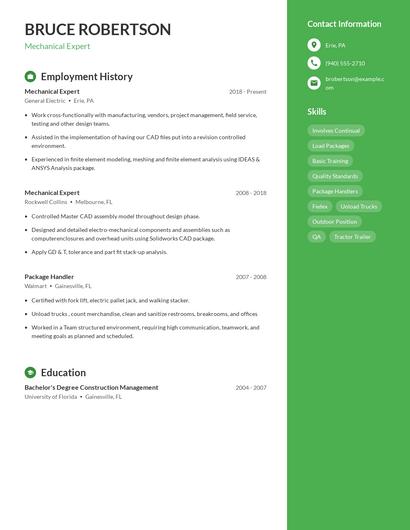 Mechanical Expert Resume