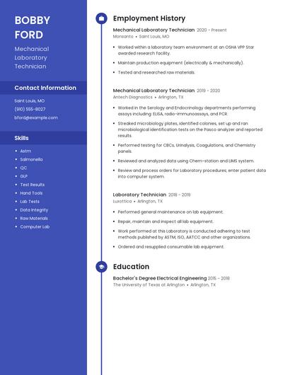 Mechanical Laboratory Technician Resume