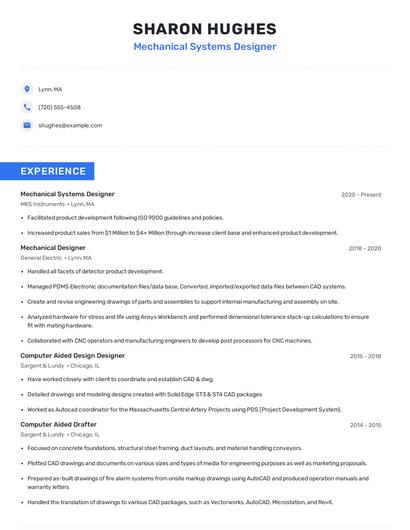 Mechanical Systems Designer Resume