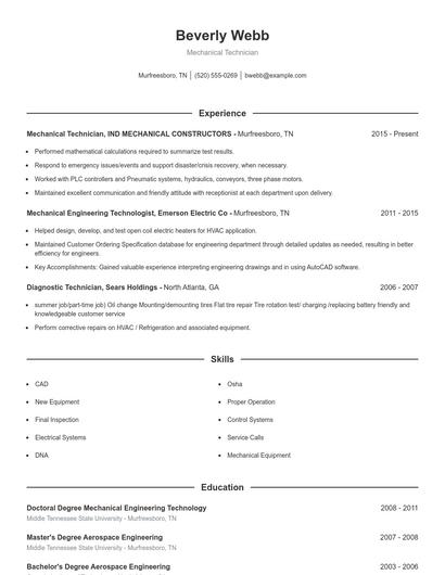 Resume example 1