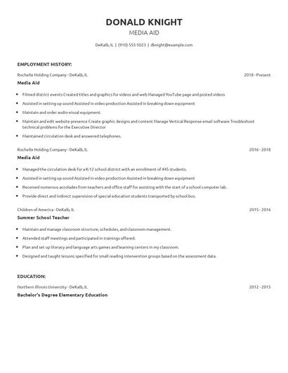 Media Aid Resume