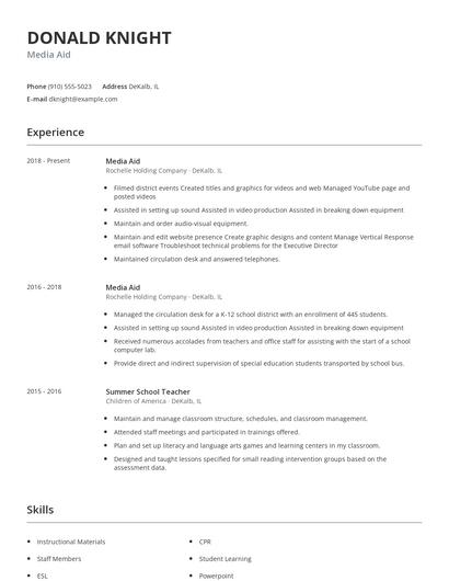 Media Aid Resume