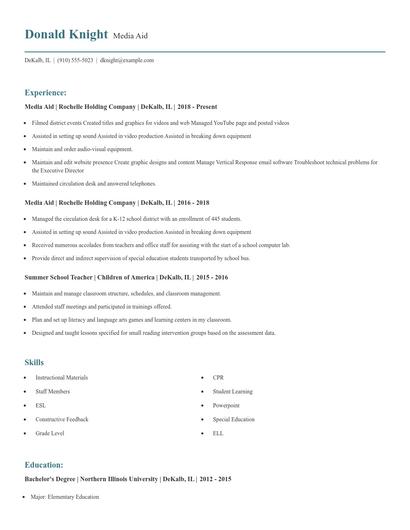 Media Aid Resume