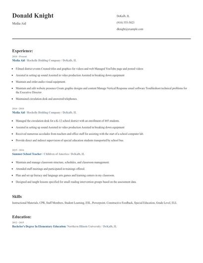 Media Aid Resume