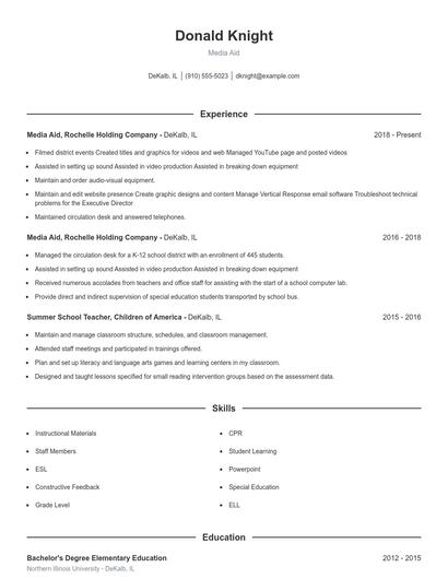 Media Aid Resume