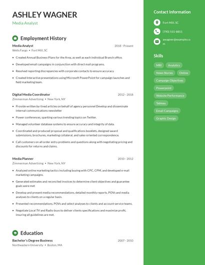 Media Analyst Resume