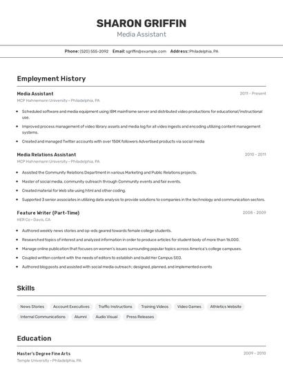 Resume example 2