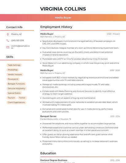 Media Buyer Resume