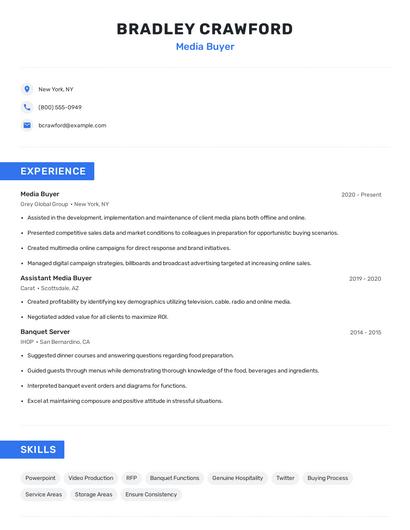 Media Buyer Resume