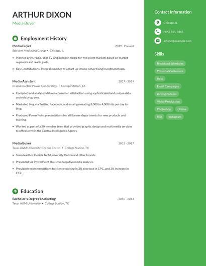 Media Buyer Resume