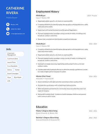 Media Buyer Resume